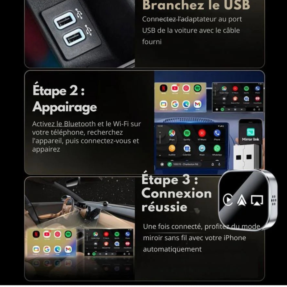 Adaptateur CarPlay Sans Fil 2026 (Android/Apple)