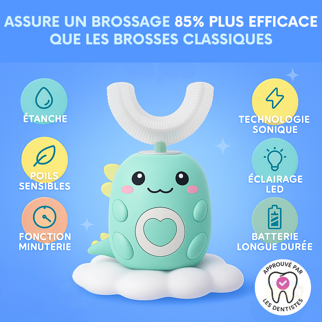 DinoDents™ – Brosse à dents 360° pour enfants