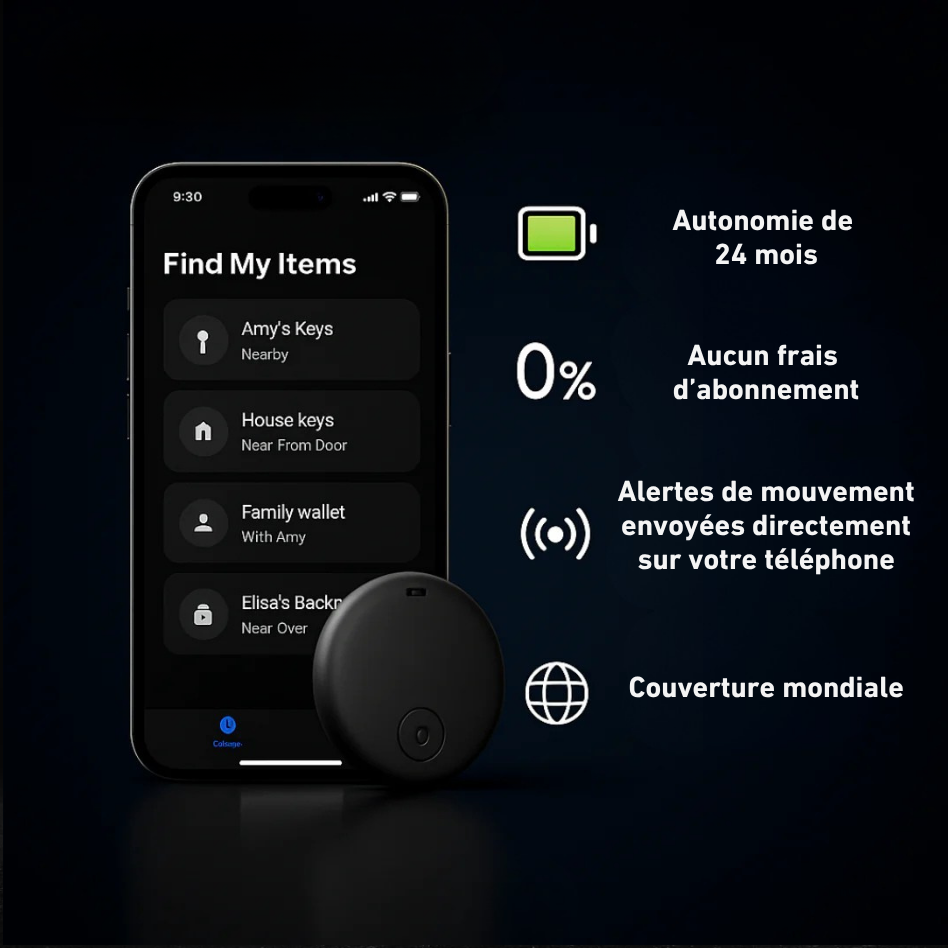 S90 - Tracker GPS précis sans abonnement (Android/Apple)