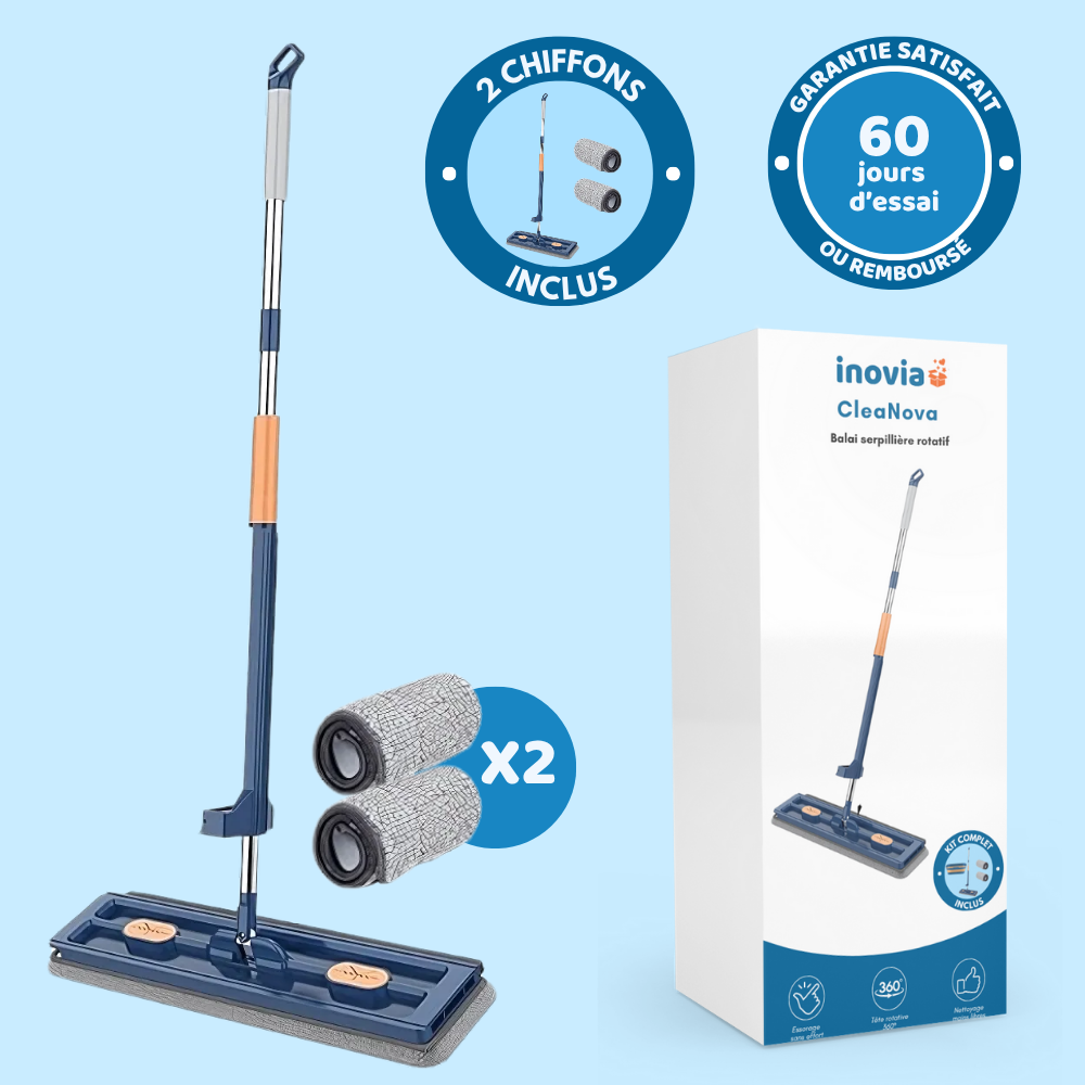 Cleanova – Balai serpillière rotatif avec technologie essorage intégré