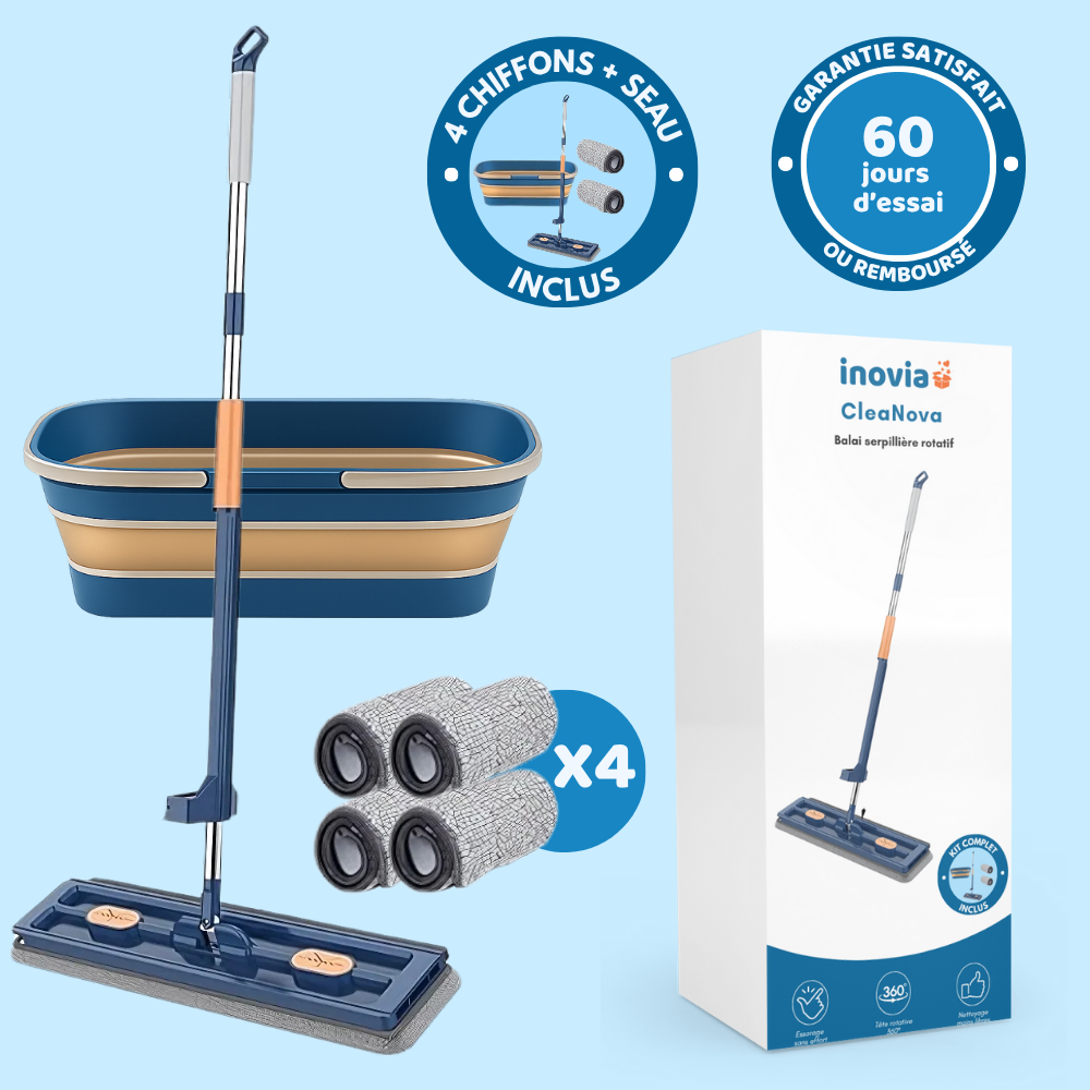 Cleanova – Balai serpillière rotatif avec technologie essorage intégré