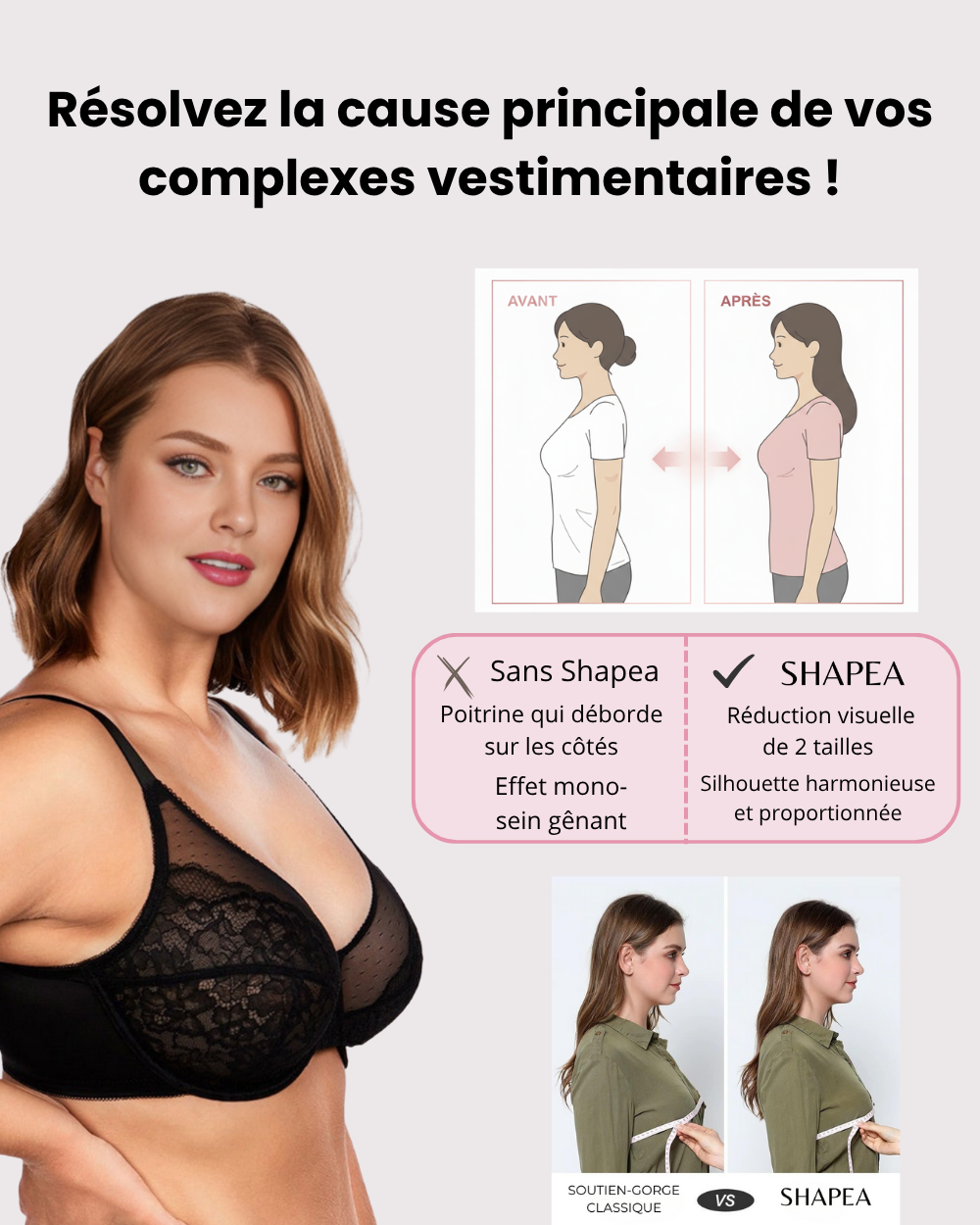 Soutien-gorge Minimiseur - Affinez votre poitrine sans compression douloureuse
