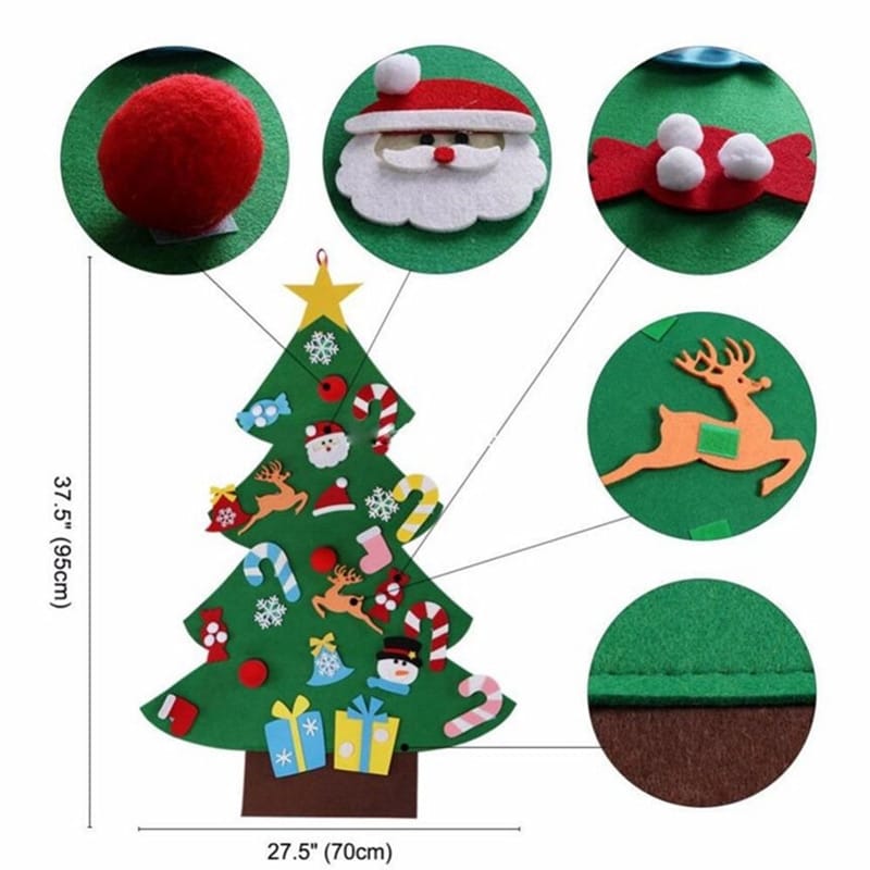 Sapin de Noël en Feutrine – 95cm – 26 Pièces de Décoration + CADEAU