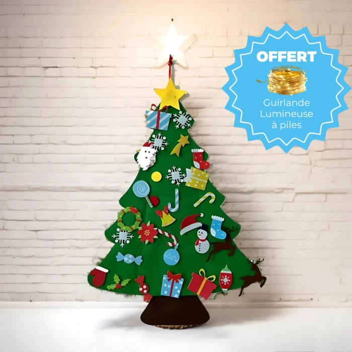 Sapin de Noël en Feutrine – 95cm – 26 Pièces de Décoration + CADEAU